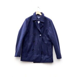 Bleeker & Broad Men's Navy Wool Blend Coat Jacket Sz S